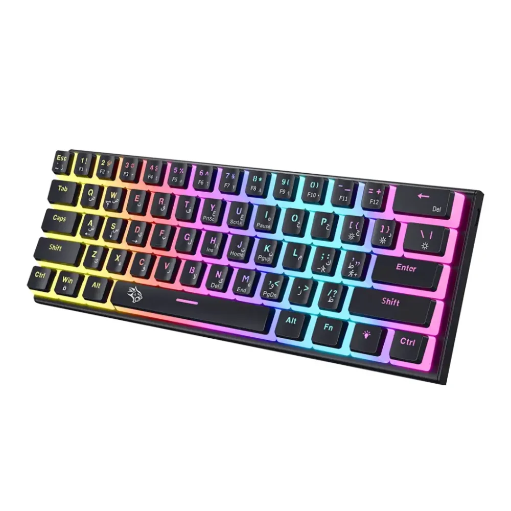 Porodo Gaming 61 Keys Pudding Mechanical Keyboard - Black