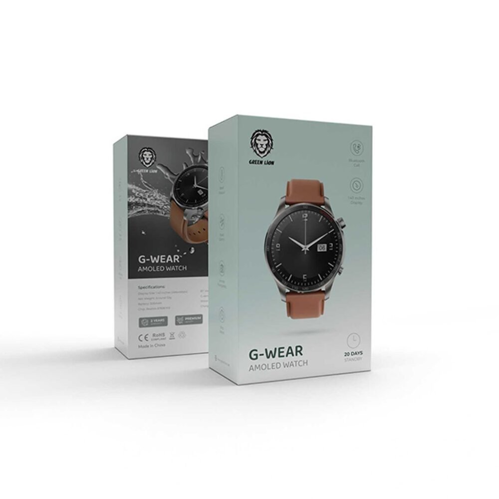 Green Lion G-Wear Amoled Watch - Silver/Brown - Image 4