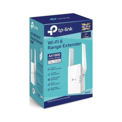 TP LINK NextGen Wi Fi 6 Dual Band AX1800 Wi Fi Range Extender Gigabit Ethernet Port Built In Access Point Mode RE605X
