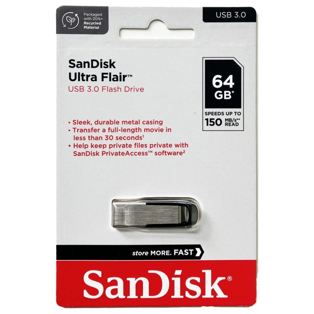 SanDisk Ultra Flair 64GB USB Flash Drive, USB 3.0